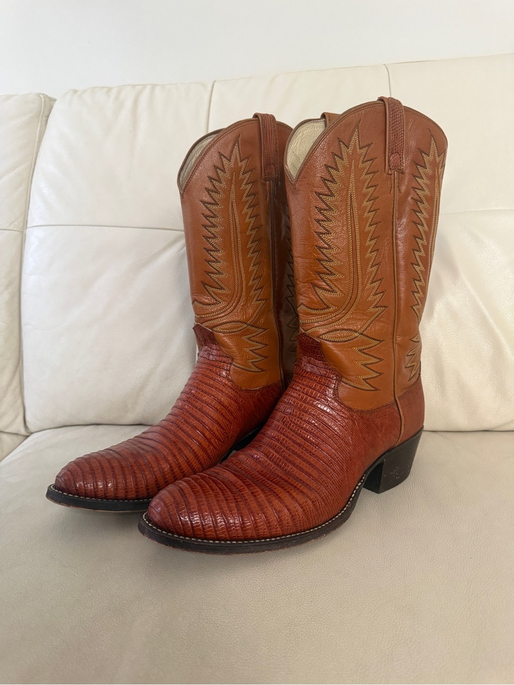 Vintage Dan Post Teju Lizard Cowboy Boots, USA Made, Men’s 11,5D